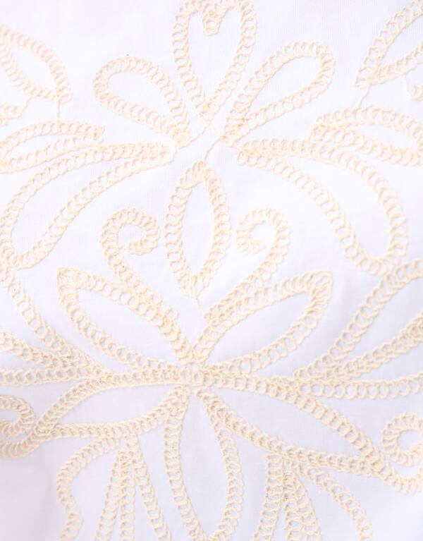 Cord Embroidery T-Shirt White By Mieke SHOEBY WOMEN