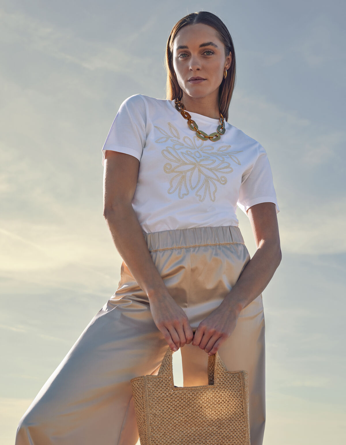 Cord Embroidery T-Shirt White By Mieke SHOEBY WOMEN