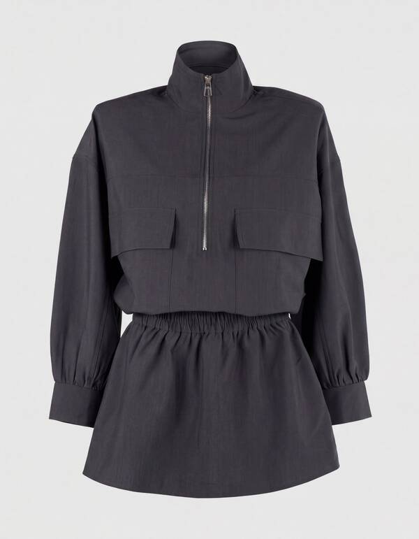 Peplum Kleid Dunkelgrau SHOEBY WOMEN