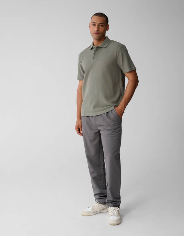 Struktur Jersey Polo Dunkelgrün SHOEBY MEN