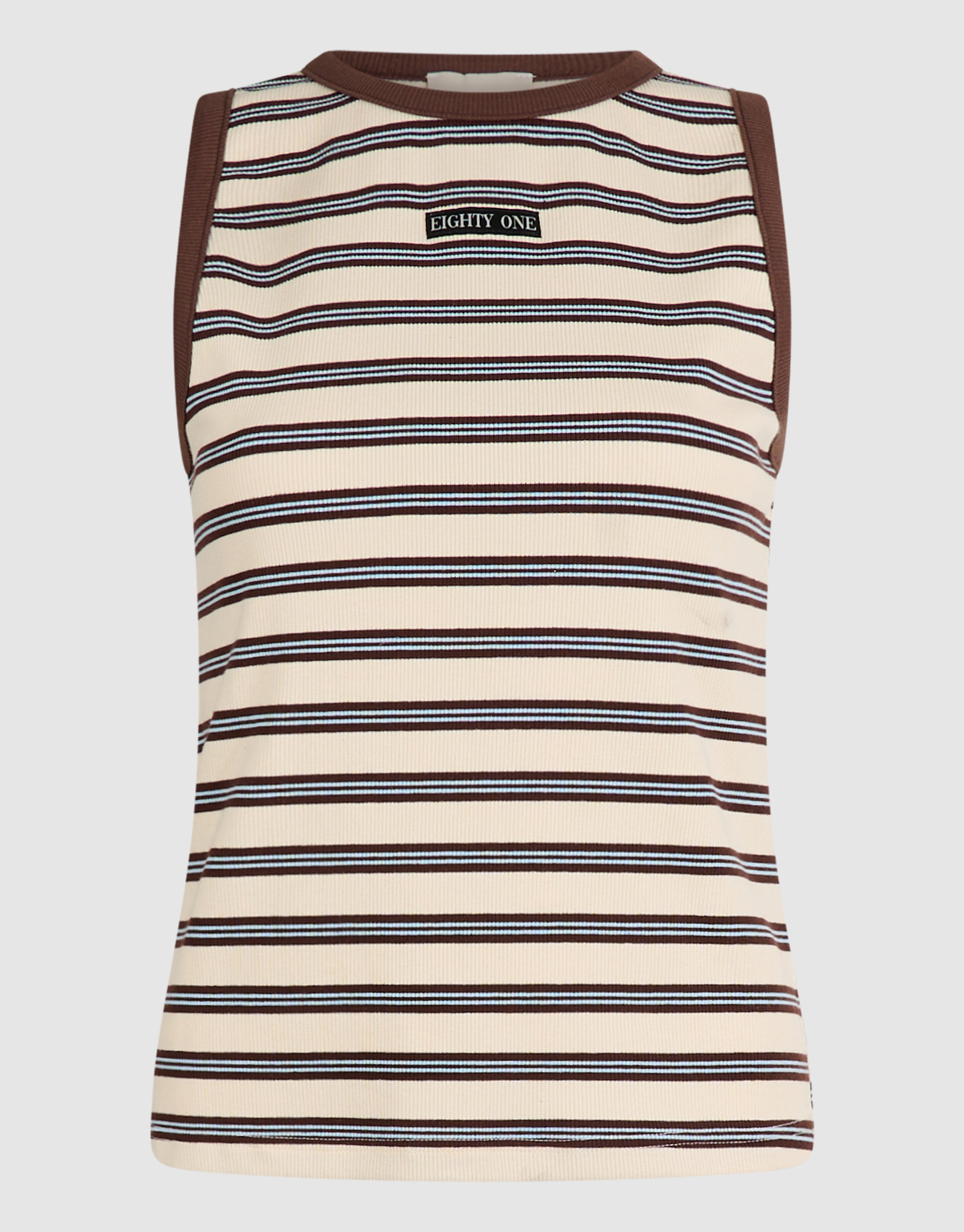 Gestreiftes Singlet mit Etikett Gebrochenes Wei&szlig; SHOEBY WOMEN