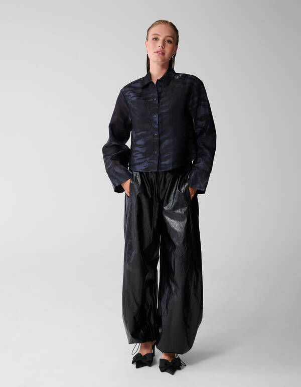 Bedruckte Zebra-Bluse Dunkelgrau SHOEBY WOMEN