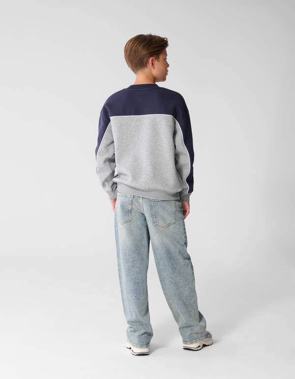 Oversized-Pullover mit Paspelierung grau/dunkelbl SHOEBY BOYS