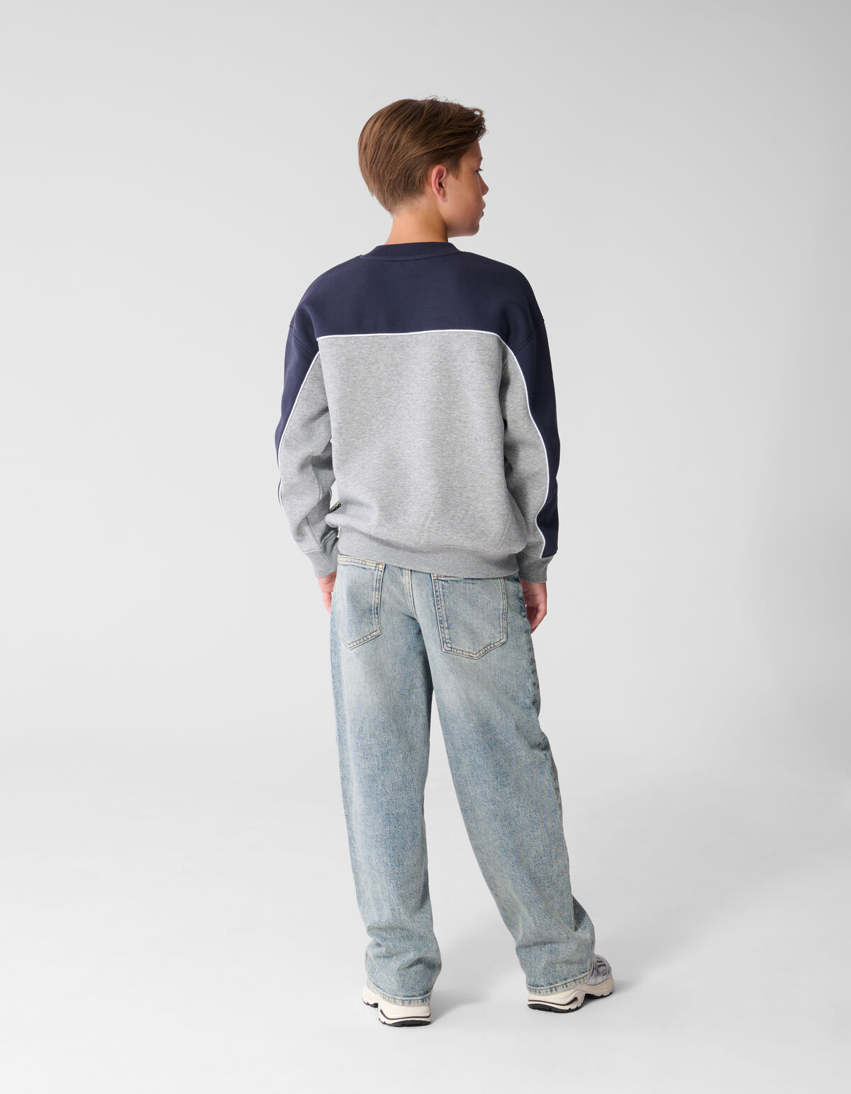 Oversized-Pullover mit Paspelierung grau/dunkelbl SHOEBY BOYS