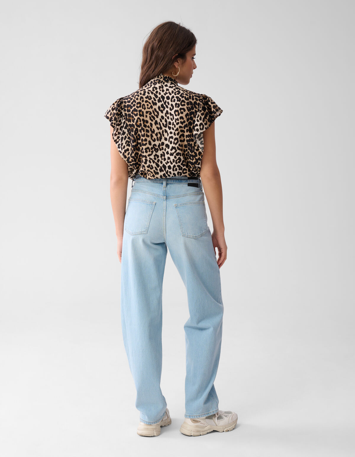 Leopard Ruffle Top Braun SHOEBY WOMEN