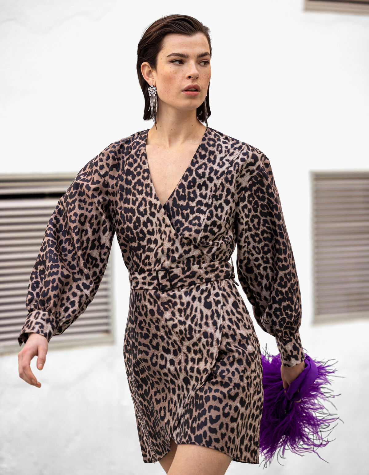 Leopard-Jacquard-Kleid Braun SHOEBY WOMEN
