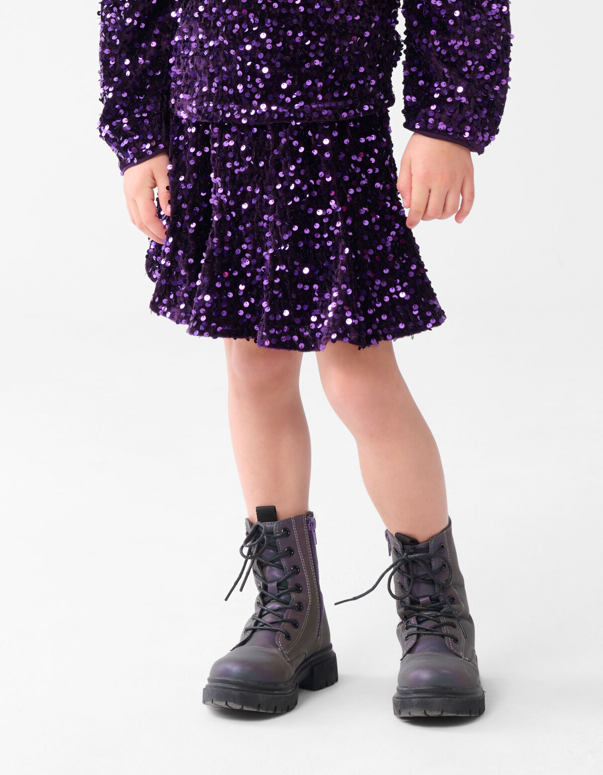 Velvet Pailletten Mini Rok Paars SHOEBY GIRLS