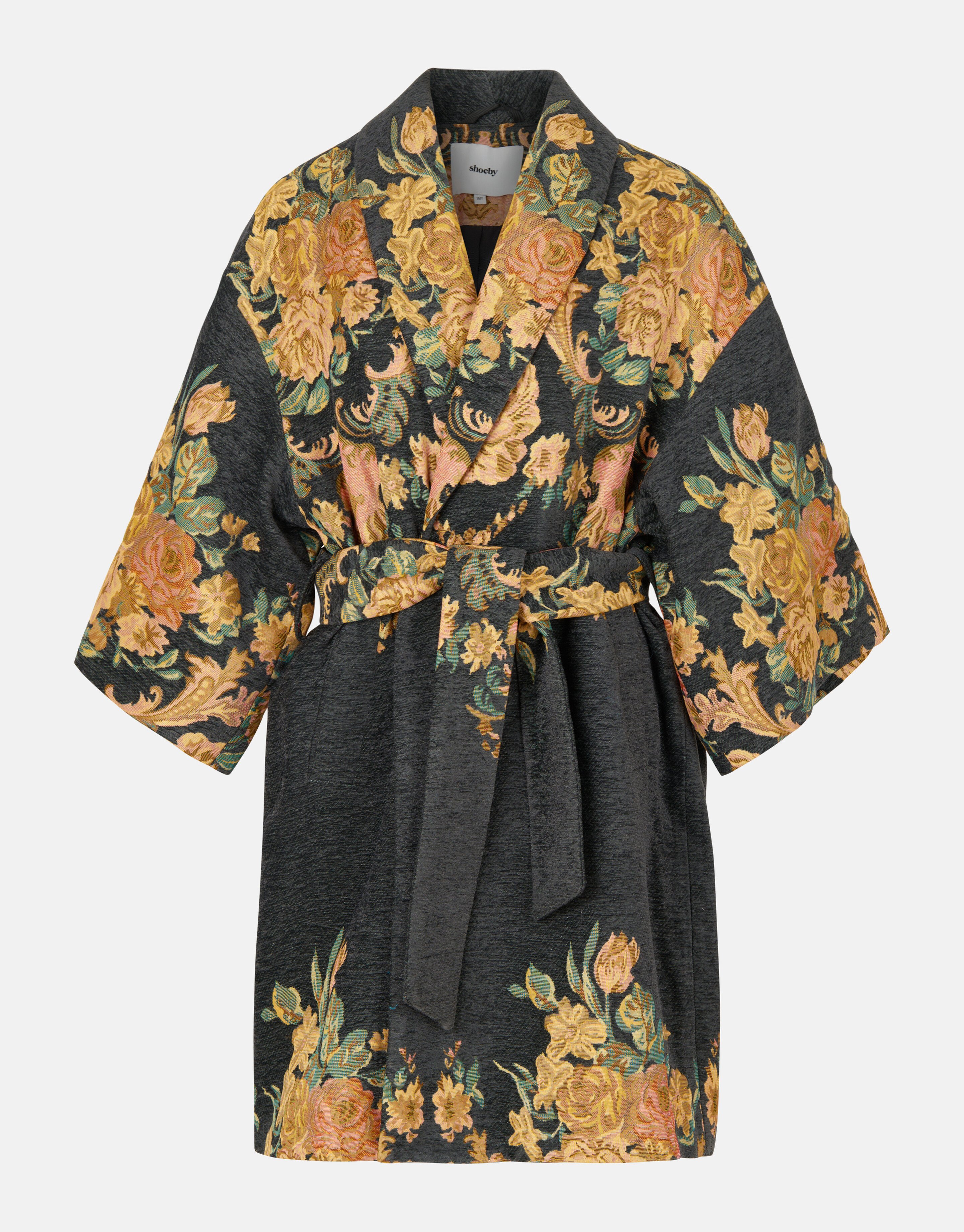 Jacquard-Kimono mit Blumendruck Dunkelgrau von Mie SHOEBY WOMEN