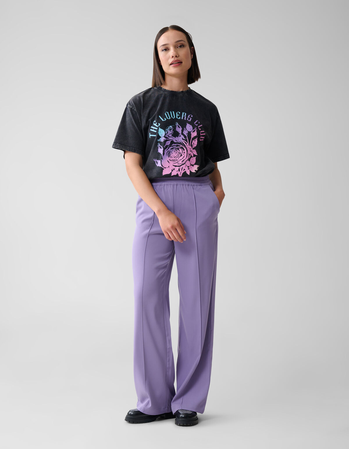 Basic-Hose mit weitem Bein Lila SHOEBY WOMEN
