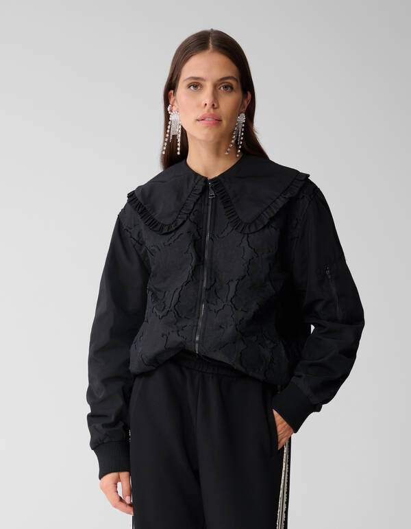 Übergroße große Kragen Bomber Schwarz SHOEBY WOMEN