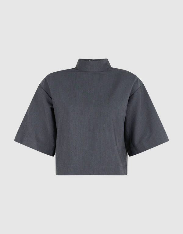 Gewebte Schulter Top Grau SHOEBY WOMEN