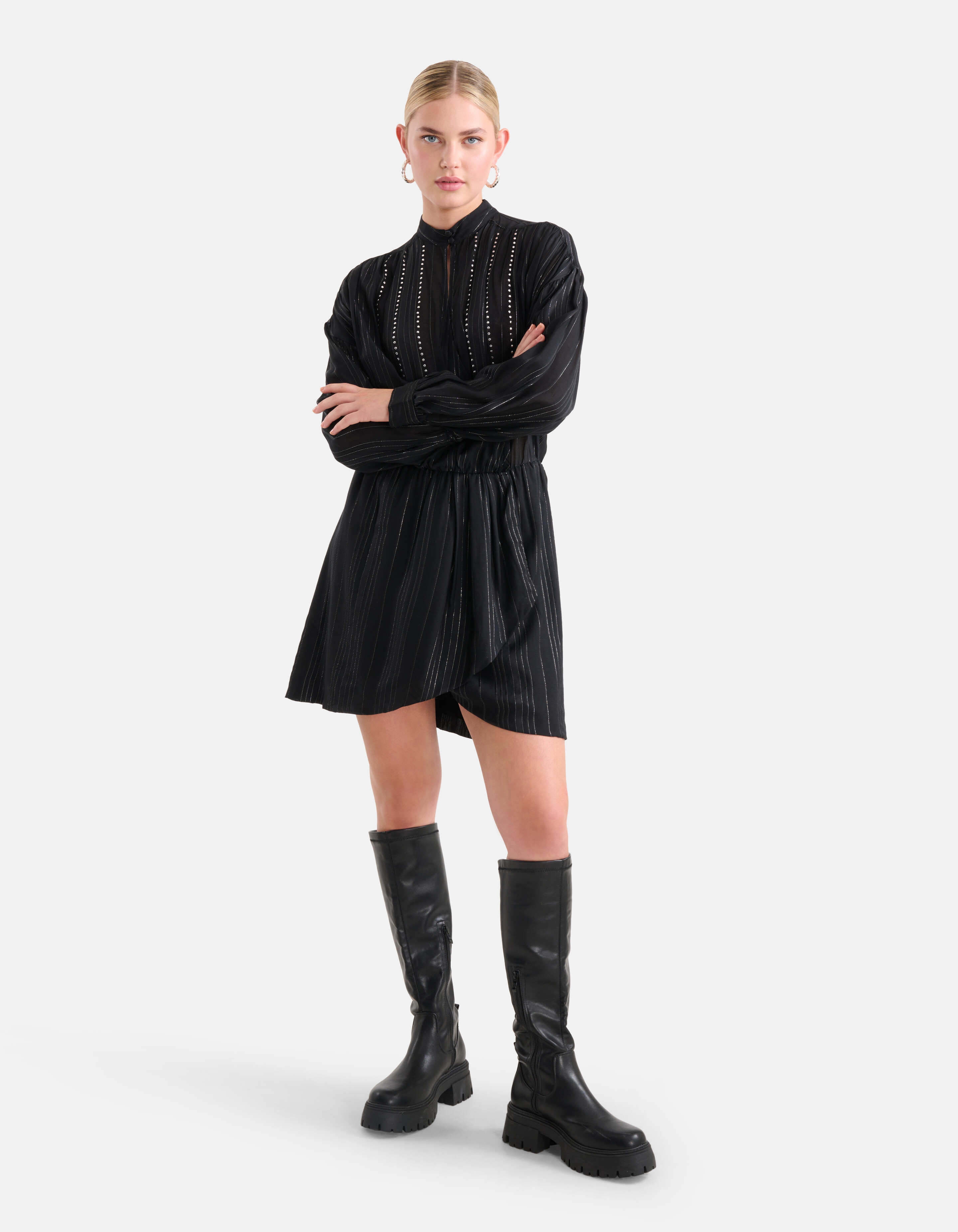 Nieten Lurex Kleid Schwarz SHOEBY WOMEN