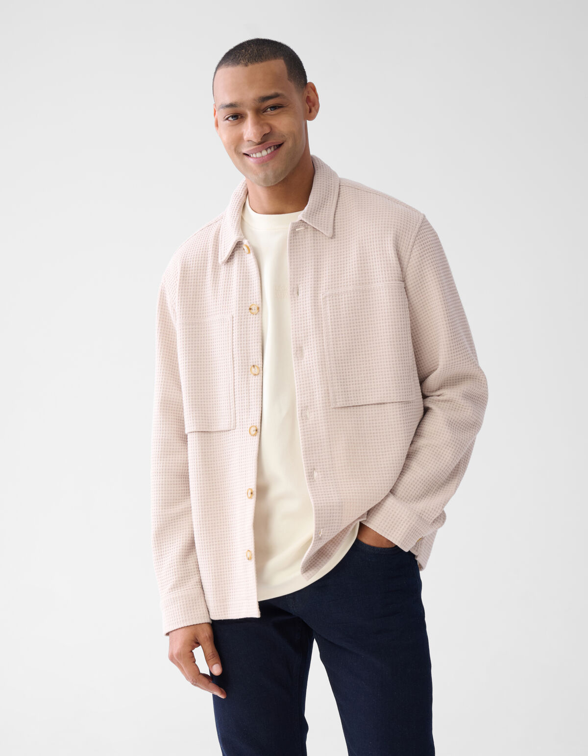 Texturiertes Überhemd Sand SHOEBY MEN