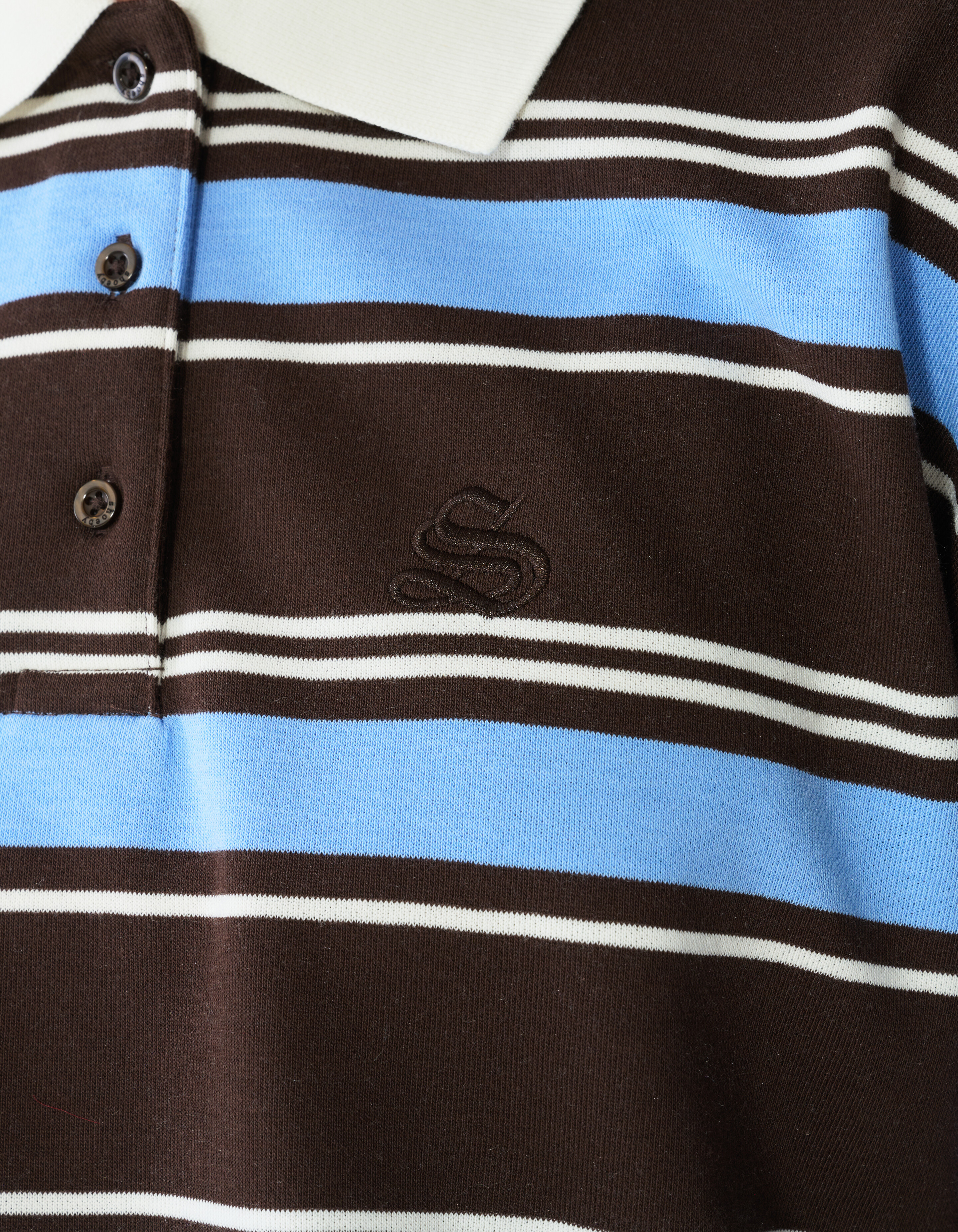 Gestreiftes Polo Longsleeve Dunkelbraun/Blau SHOEBY WOMEN