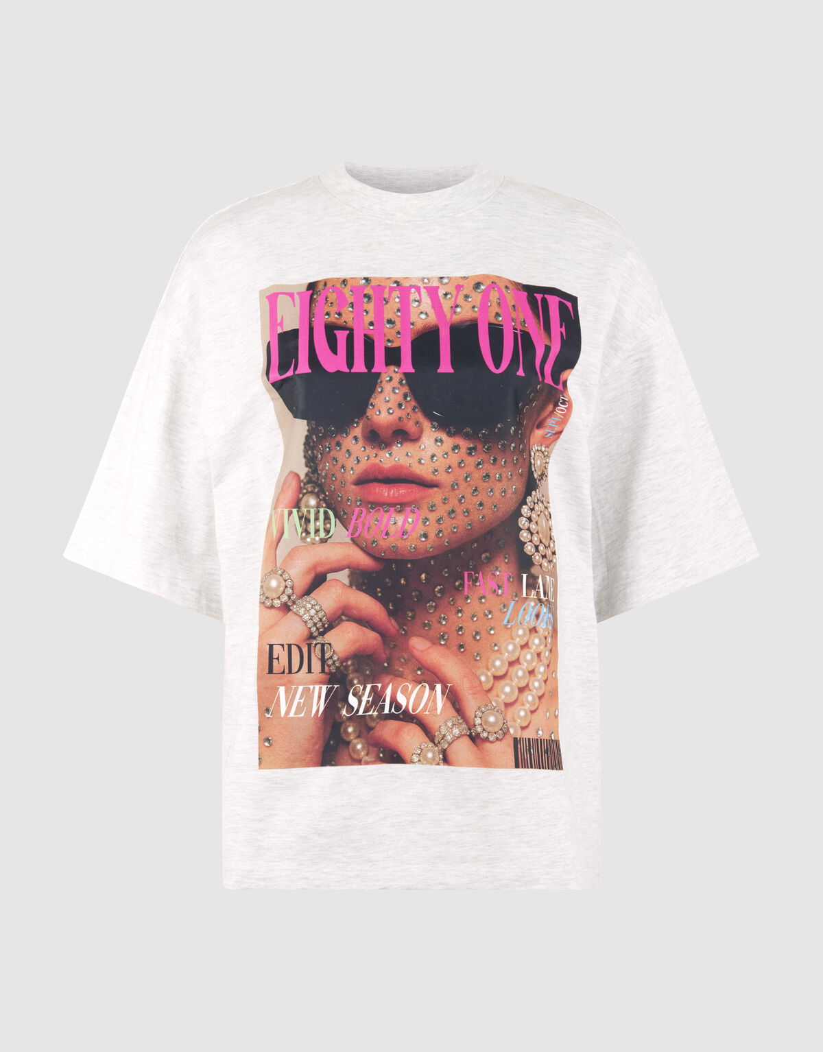 Magazin Artwork T-Shirt Hellgrau SHOEBY WOMEN