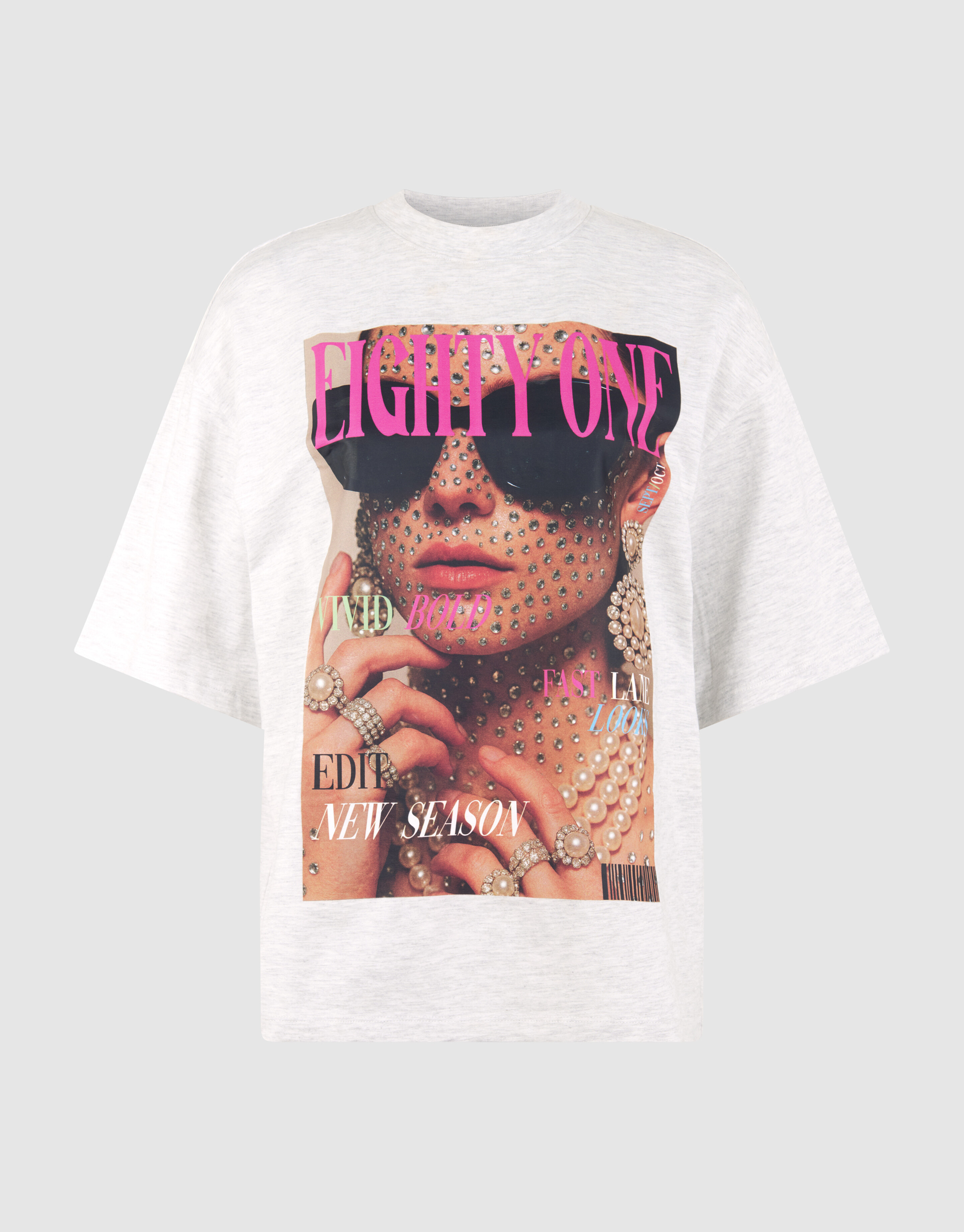 Magazin Artwork T-Shirt Hellgrau SHOEBY WOMEN