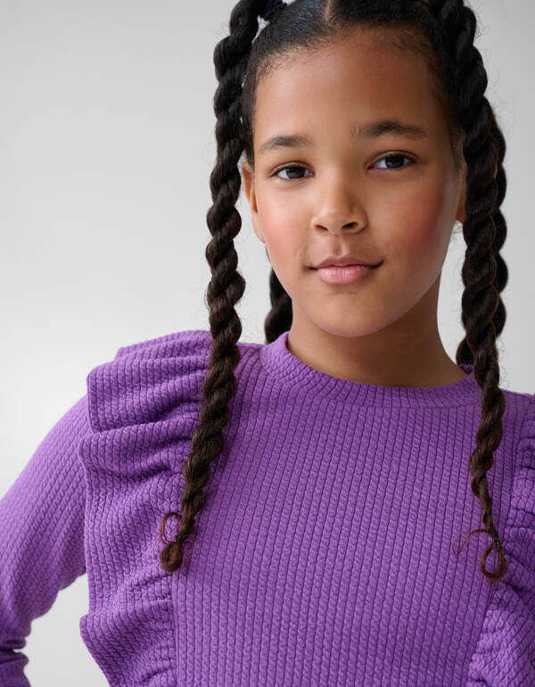 Kabel-Rüschen-Top Lila SHOEBY GIRLS