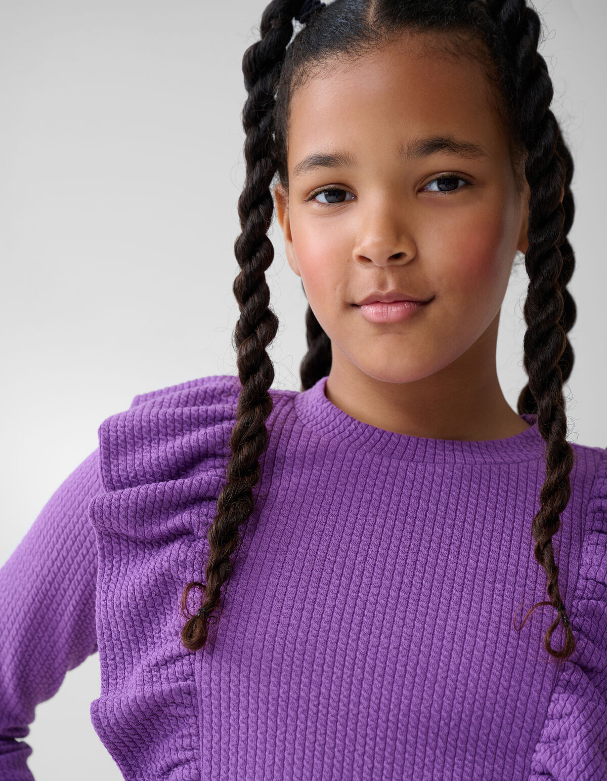 Kabel-Rüschen-Top Lila SHOEBY GIRLS