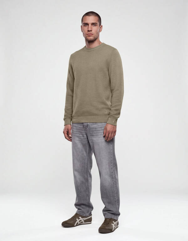 Rippstrick Pullover Grun SHOEBY MEN