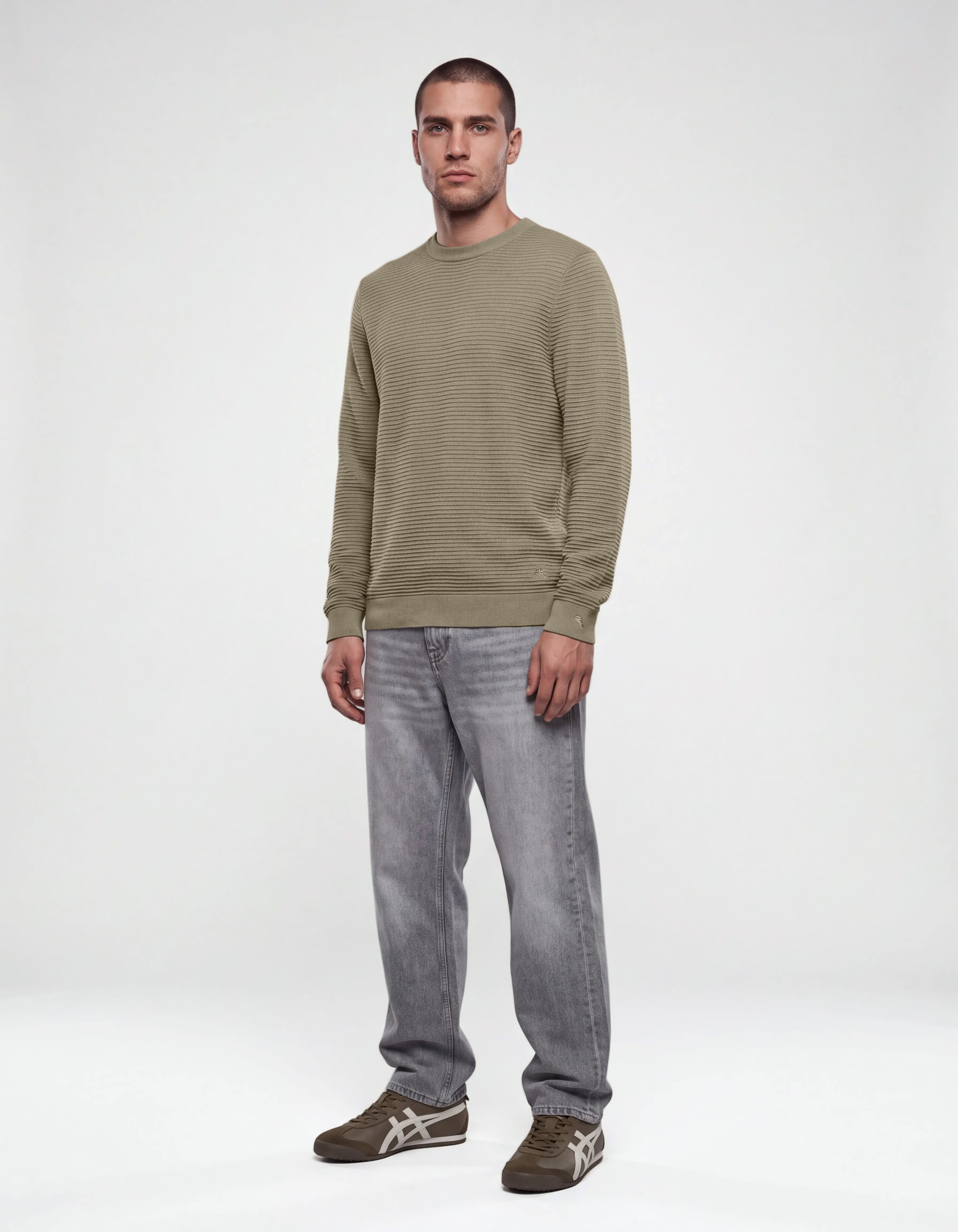 Rippstrick Pullover Grun SHOEBY MEN