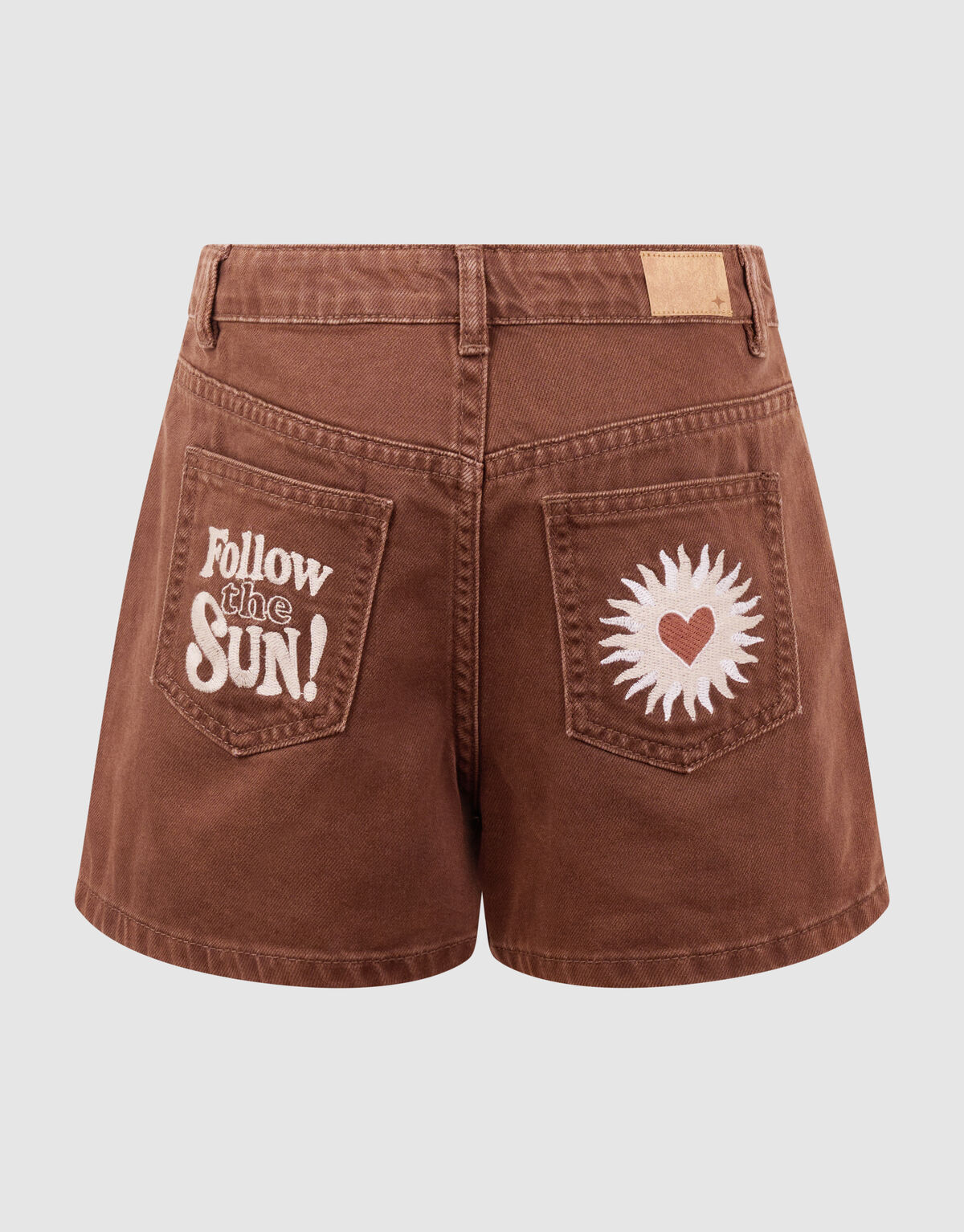 Herz Stickerei Jeansshorts Braun SHOEBY GIRLS
