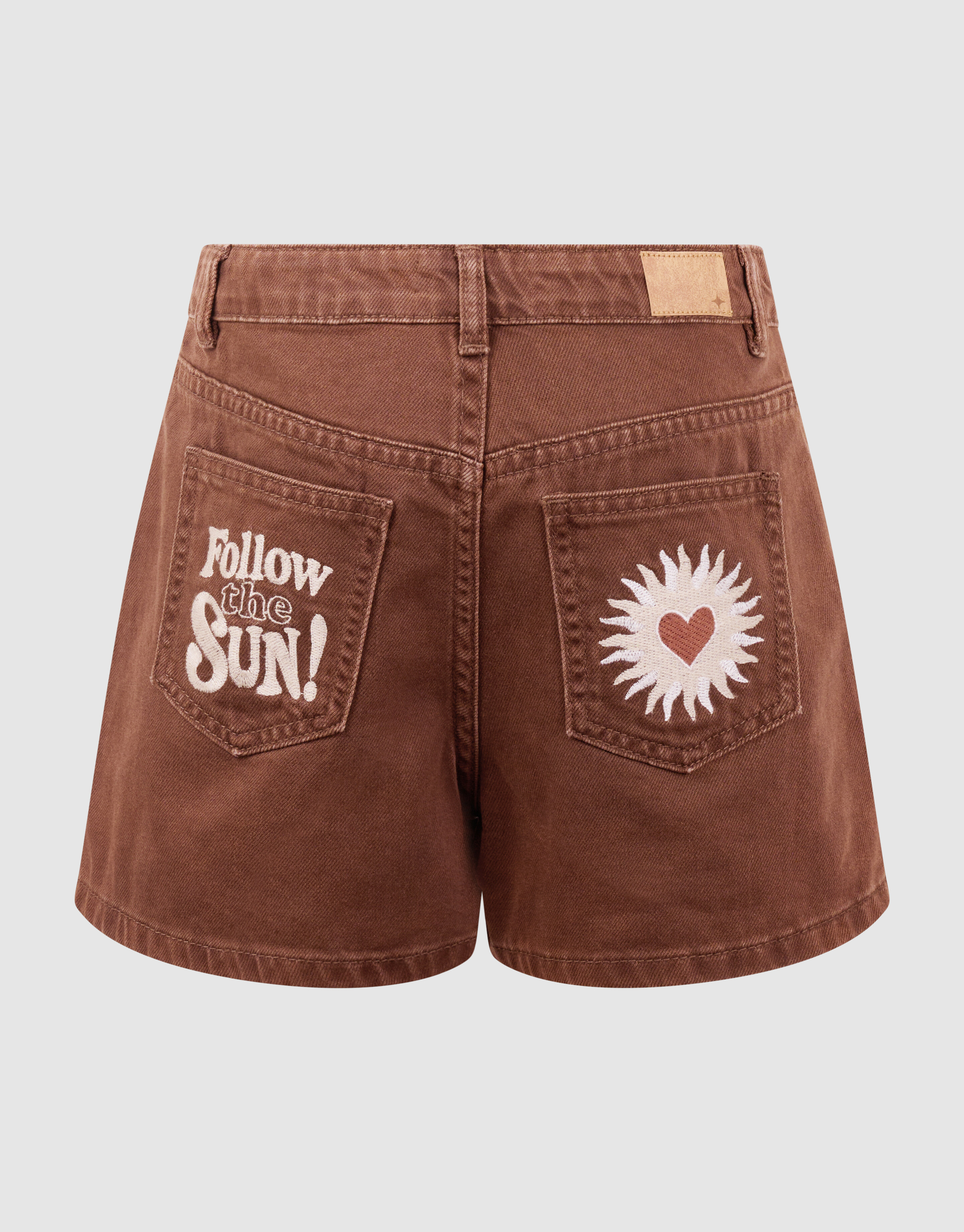 Herz Stickerei Jeansshorts Braun SHOEBY GIRLS