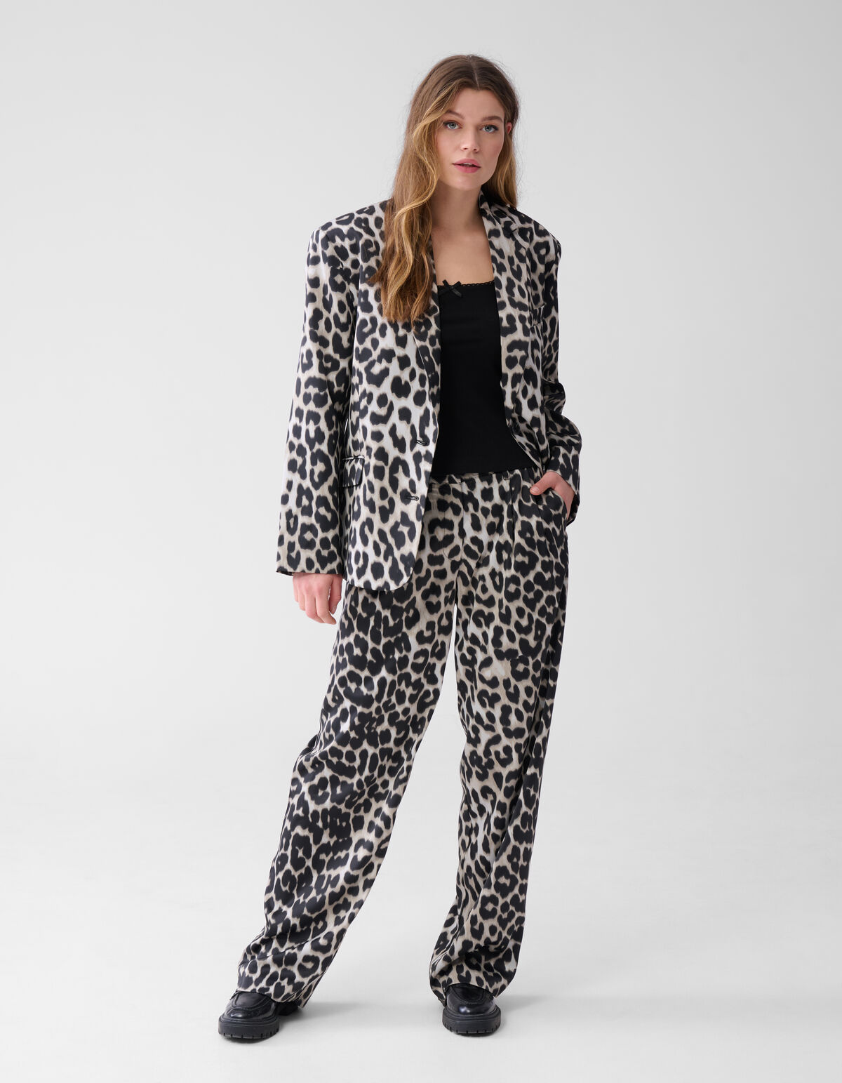 Übergroßer Leoparden-Blazer Grau SHOEBY WOMEN