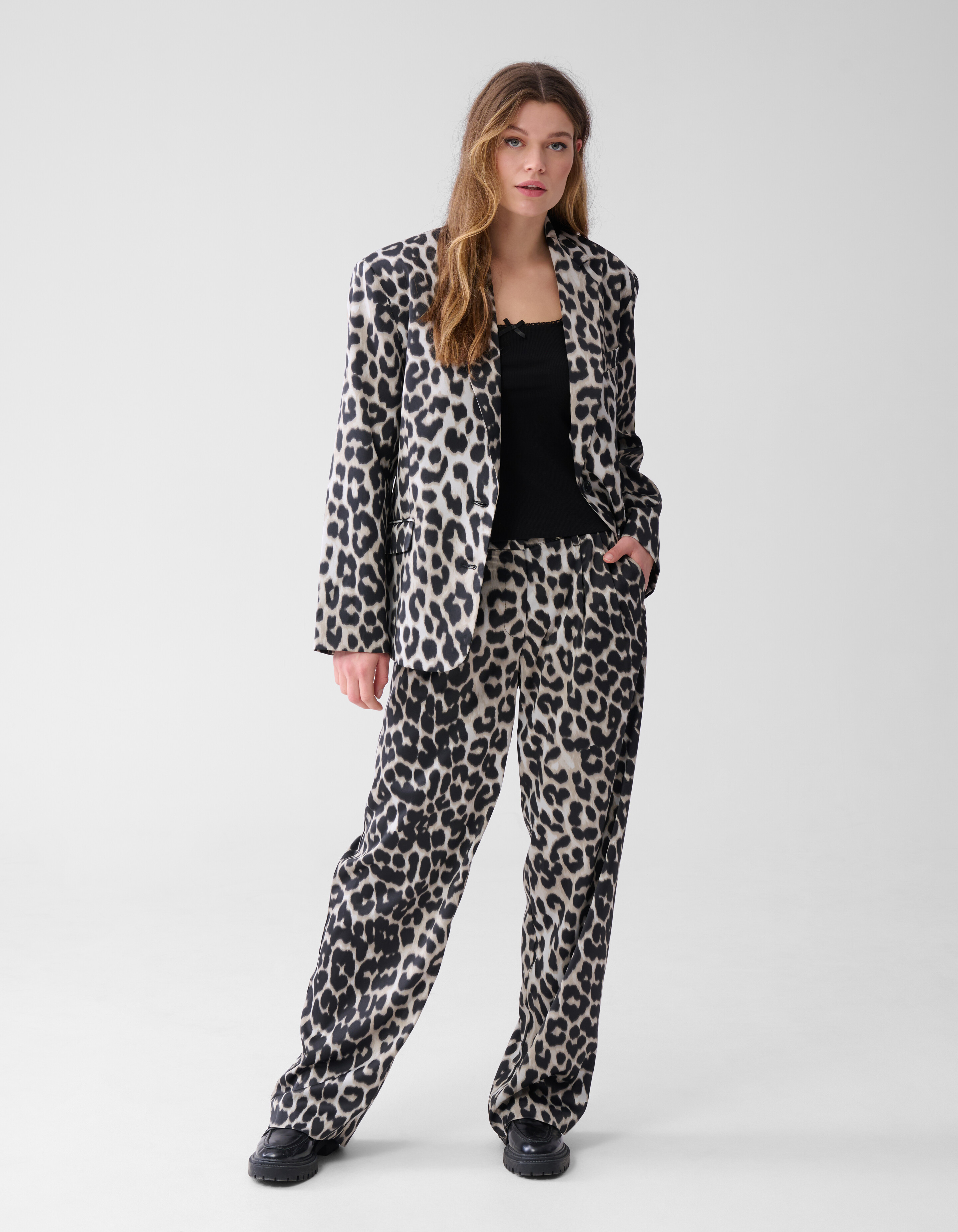 Übergroßer Leoparden-Blazer Grau SHOEBY WOMEN