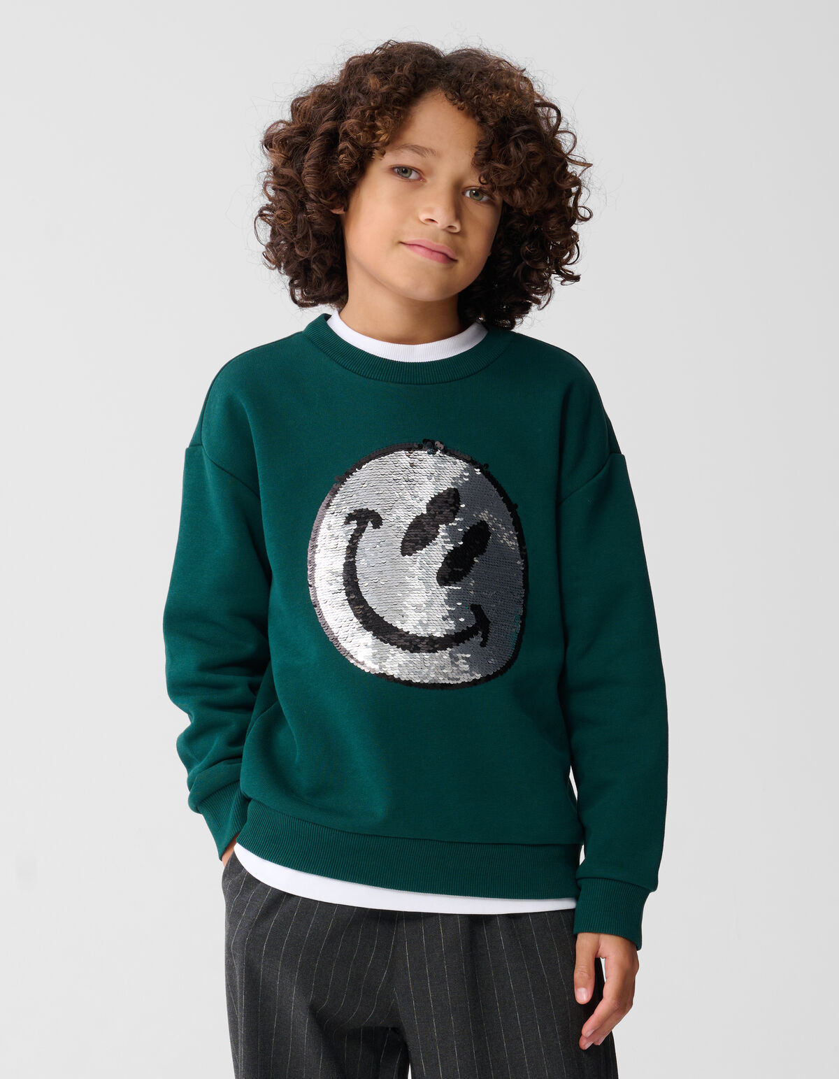 Zwei-Wege-Paillettenpullover Dunkelgr&uuml;n SHOEBY BOYS