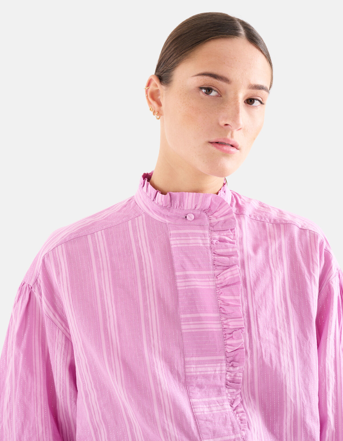 Gestreifte Lurexbluse Rosa SHOEBY WOMEN