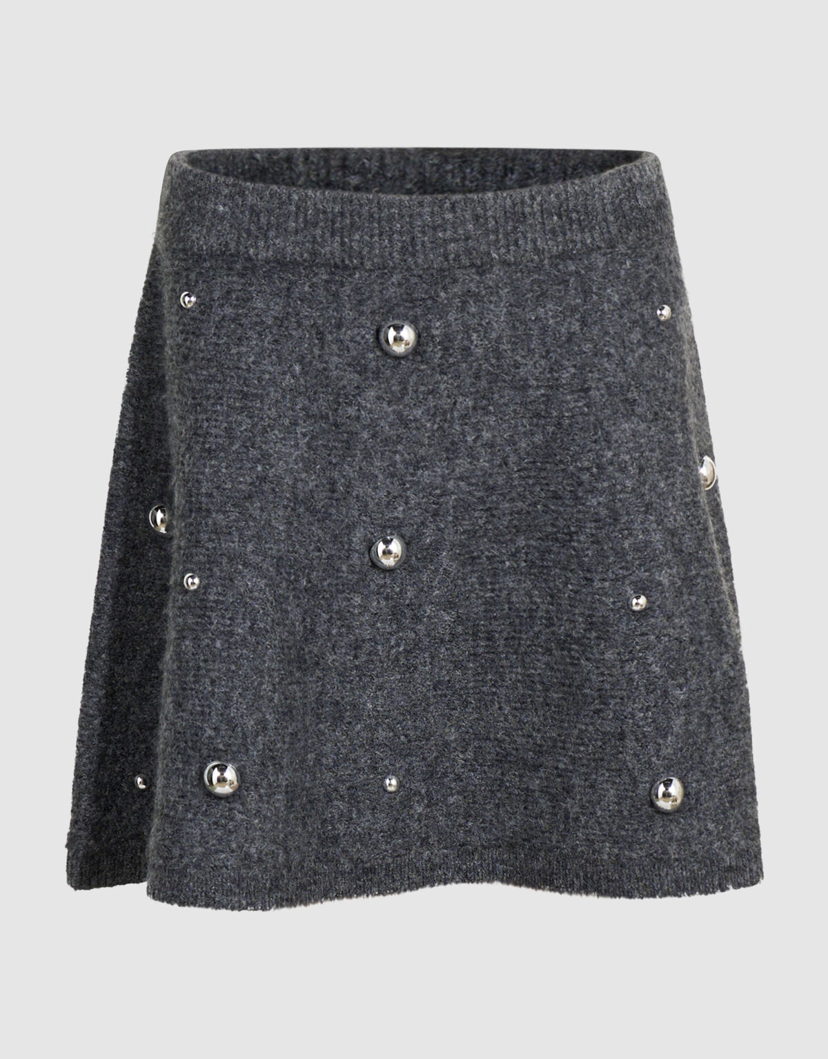 Gestrickter Minirock mit Nieten Grau SHOEBY GIRLS