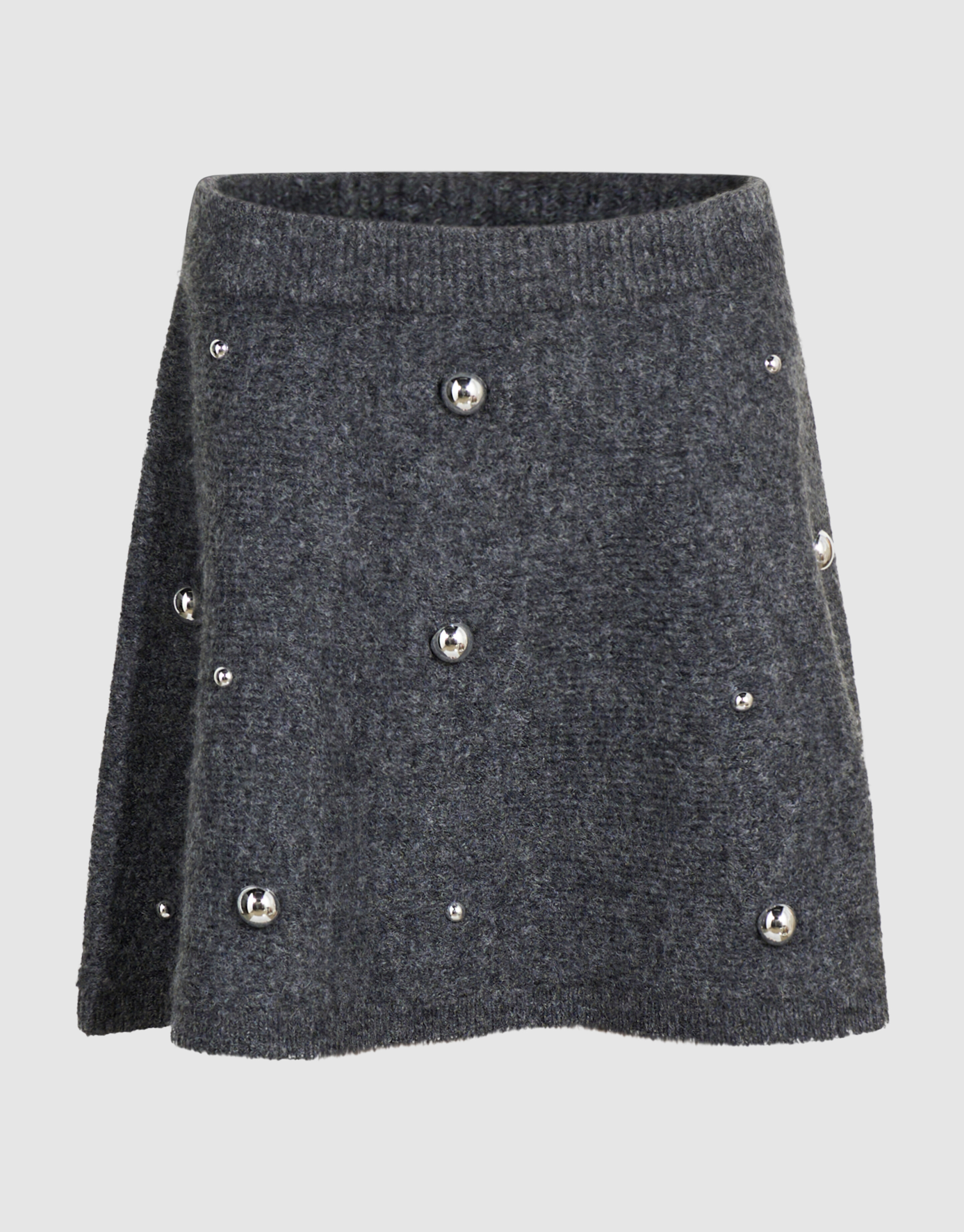 Gestrickter Minirock mit Nieten Grau SHOEBY GIRLS