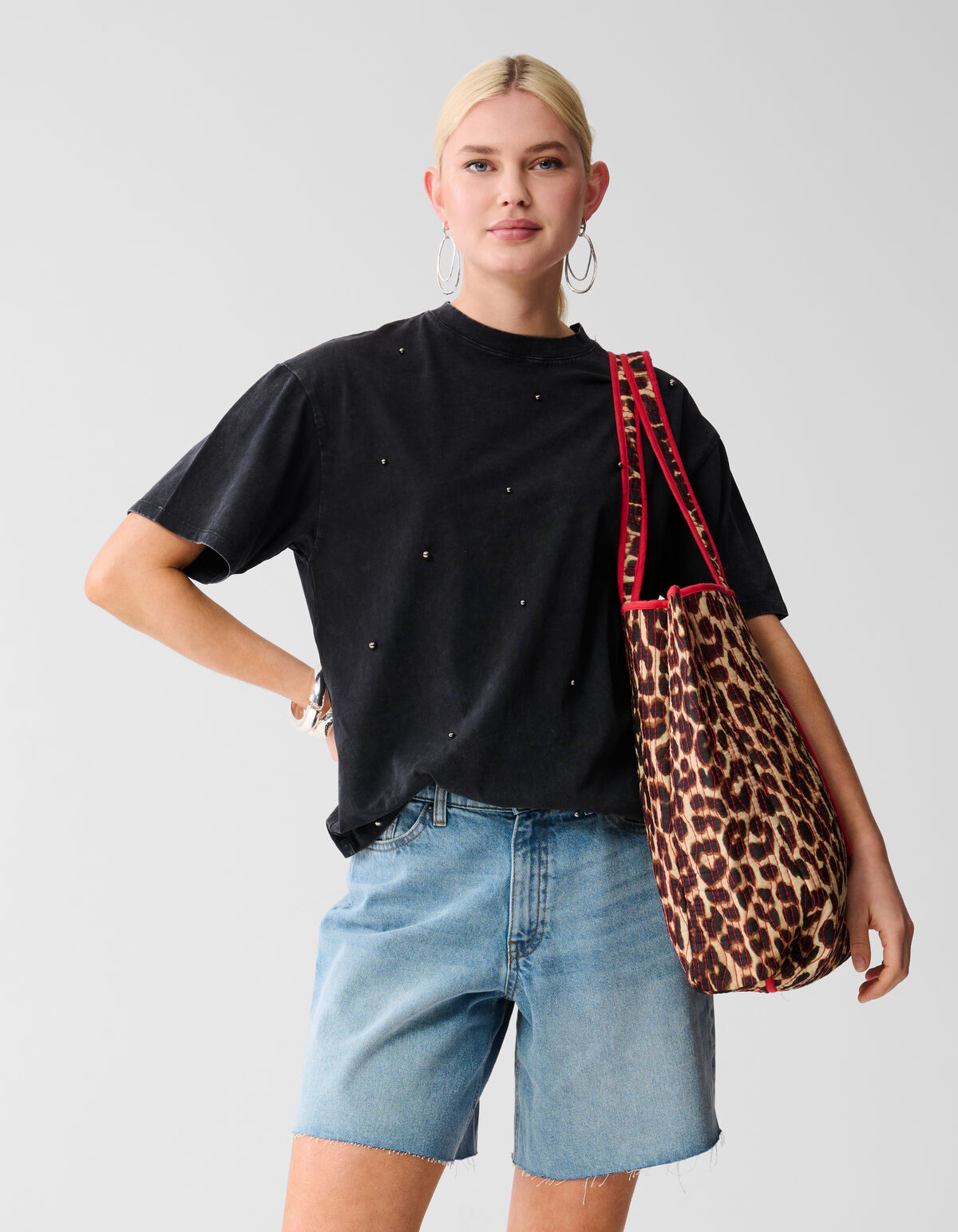 Perlengewaschenes T-shirt Dunkelgrau SHOEBY WOMEN