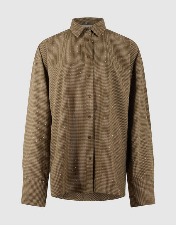 &Uuml;bergr&ouml;&szlig;en Rauten Strass Bluse Braun SHOEBY WOMEN