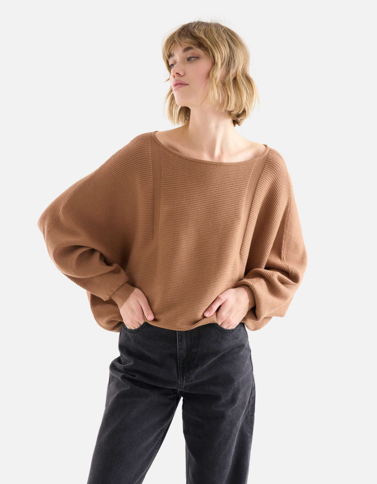 Pullover mit Fledermausärmeln Braun SHOEBY WOMEN