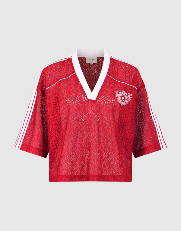 Sportliches Spitzen-T-Shirt Rot SHOEBY WOMEN