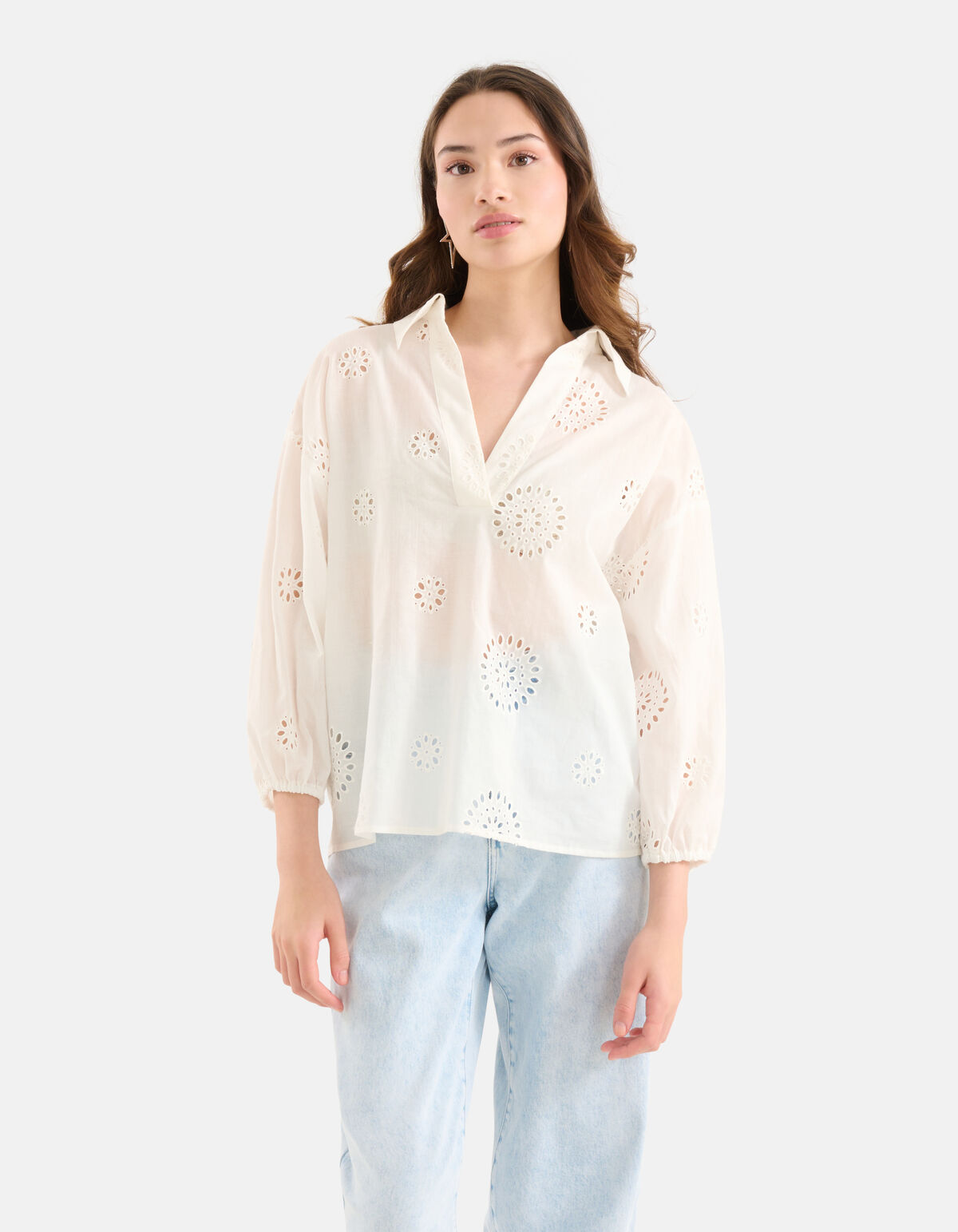 Broderie-Bluse Weiß SHOEBY WOMEN