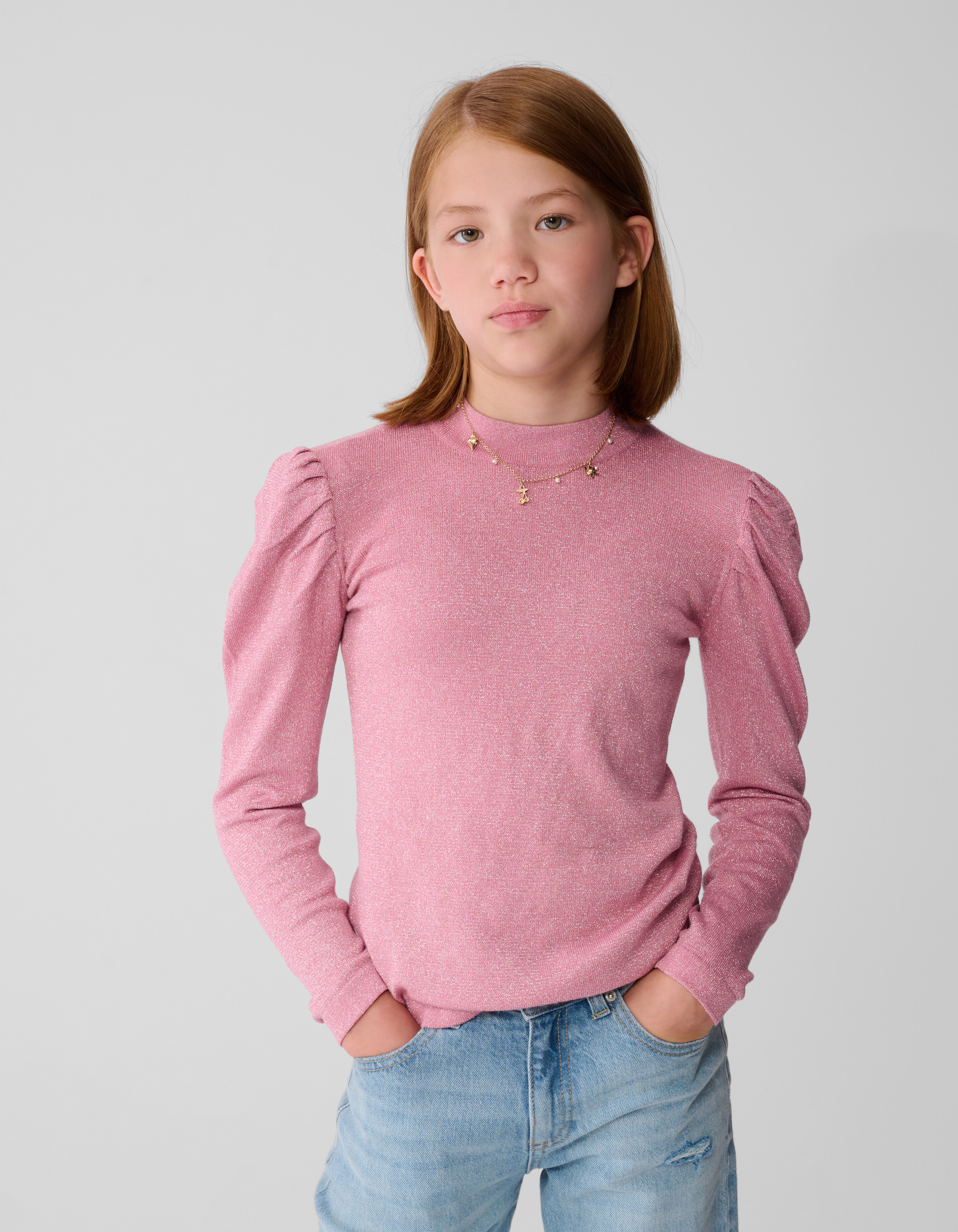 Glitzer-Longsleeve-Top Rosa SHOEBY GIRLS