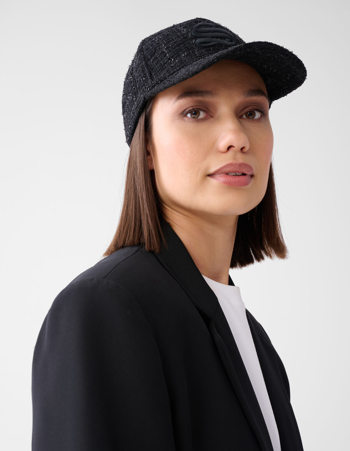 Tweed-M&uuml;tze Schwarz SHOEBY ACCESSOIRES