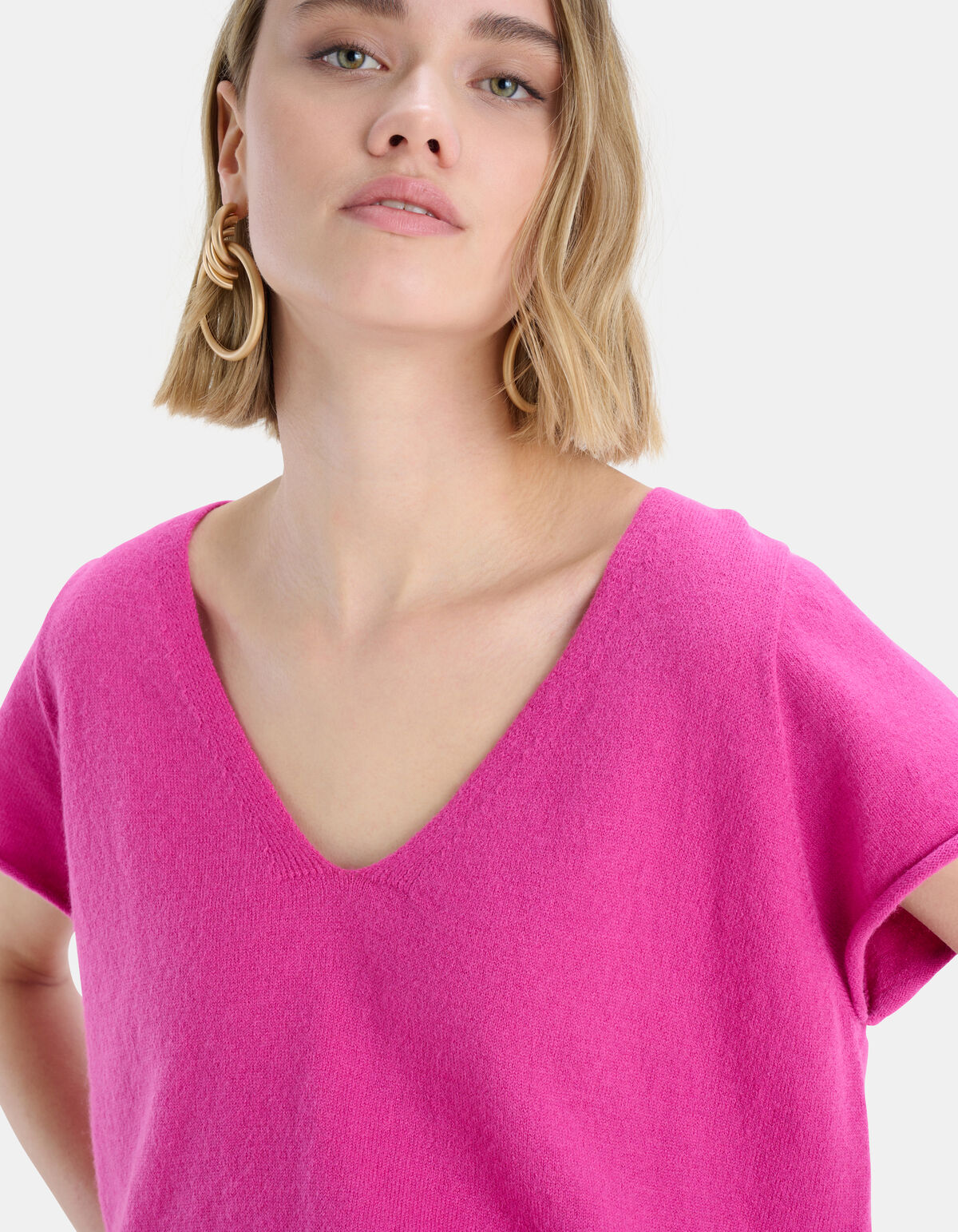 Stricktop mit V-Ausschnitt Rosa EKSEPT