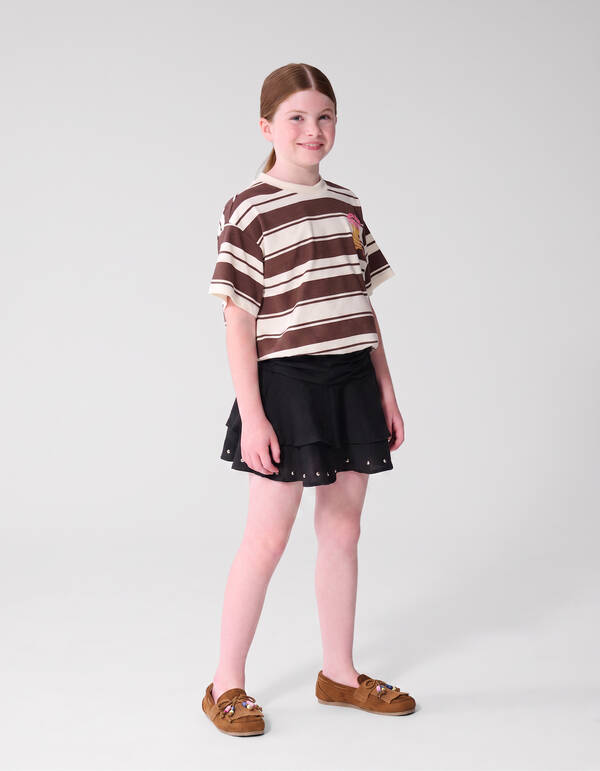 Ruffle Stud Rok Schwarz SHOEBY GIRLS