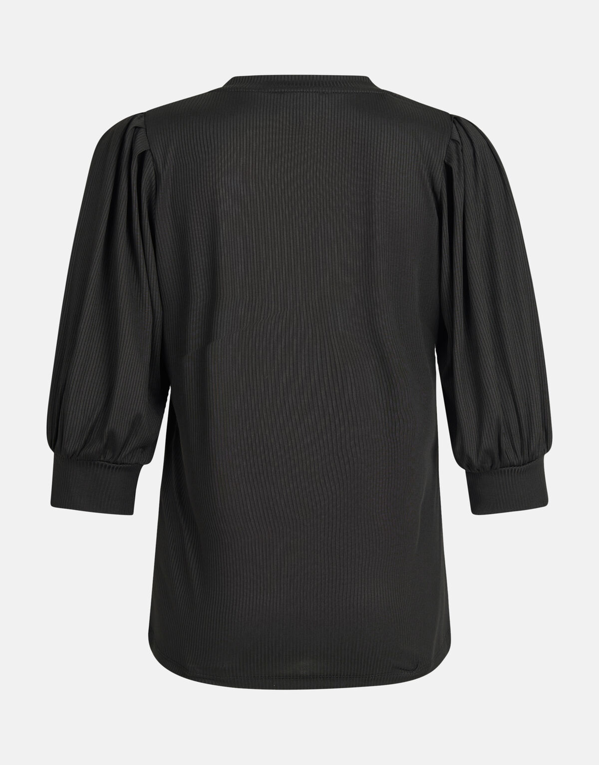 Rippen-V-Ausschnitt-Top Schwarz SHOEBY WOMEN