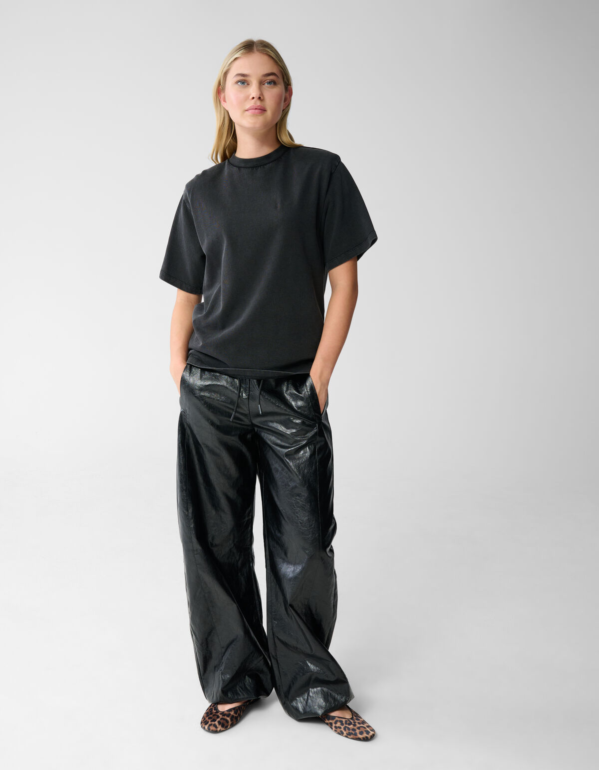 Gef&uuml;ttertes gewaschenes Sweat-T-Shirt Donkergrijs SHOEBY WOMEN