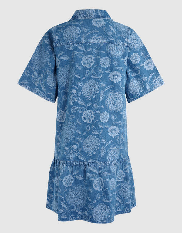 Denim Jacquard Midikleid Blau SHOEBY WOMEN