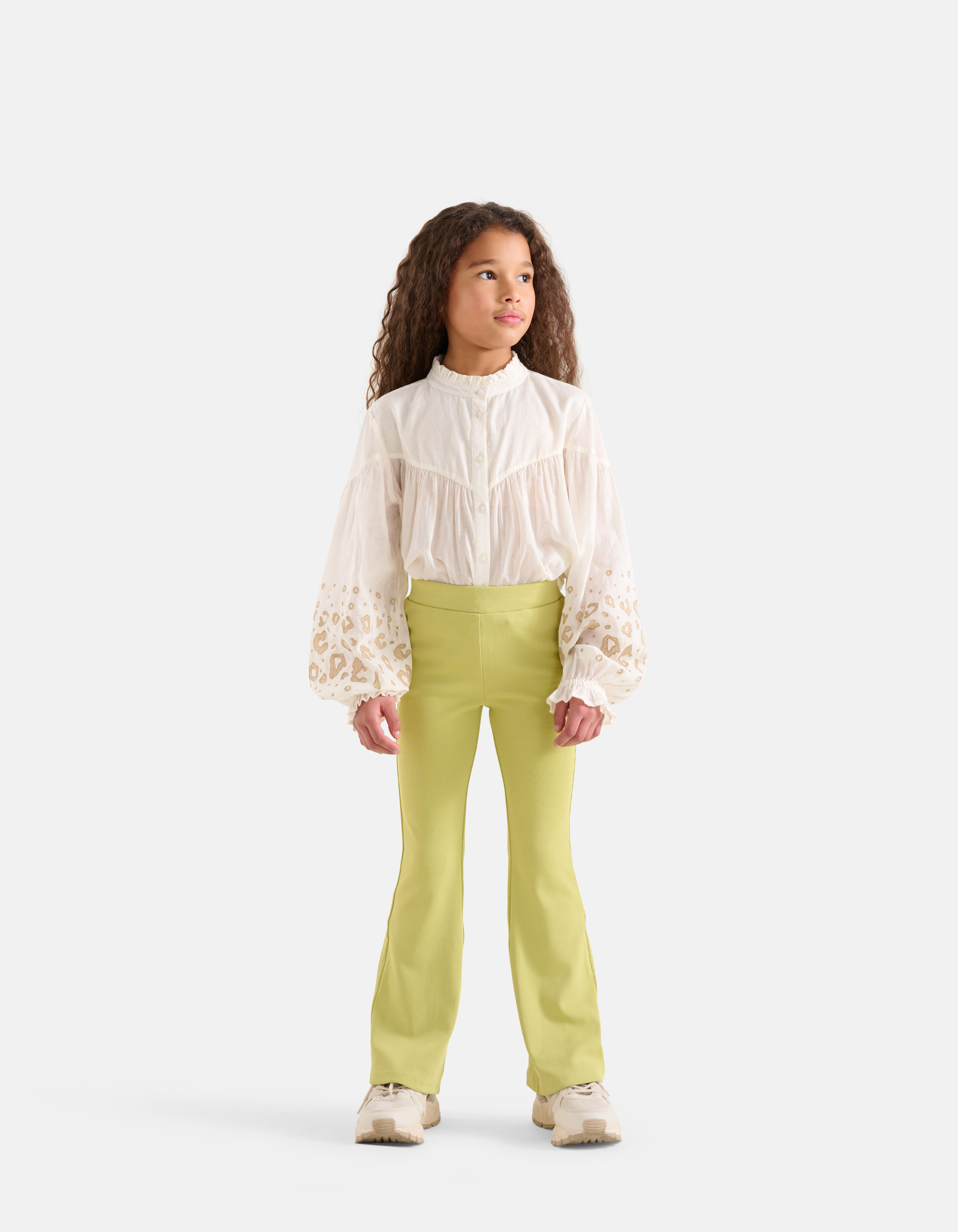 Ausgestellte Rippen-Leggings Grün SHOEBY GIRLS