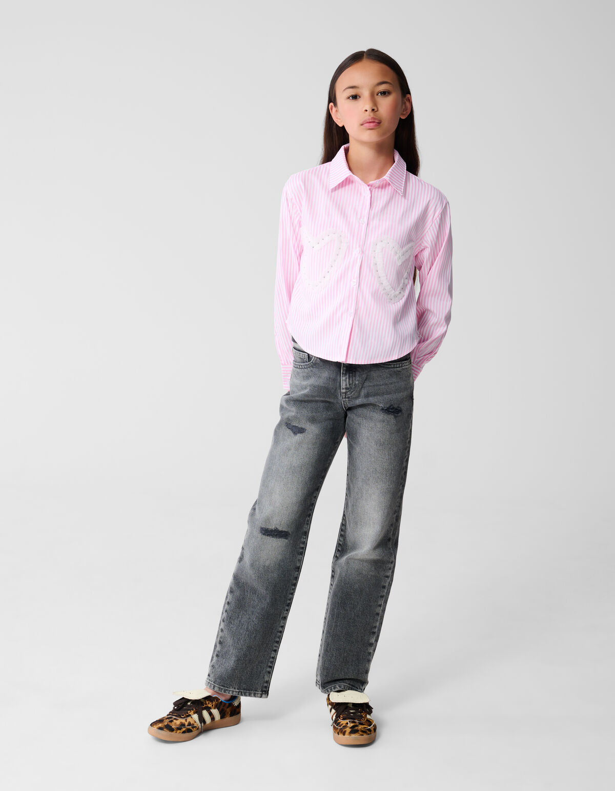 Destroyed Straight Fit Jeans Dunkelgrau SHOEBY GIRLS