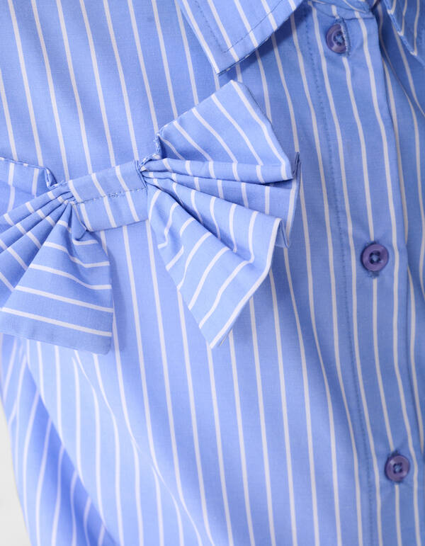 Strik Pinstripe Bluse Hellblau SHOEBY GIRLS