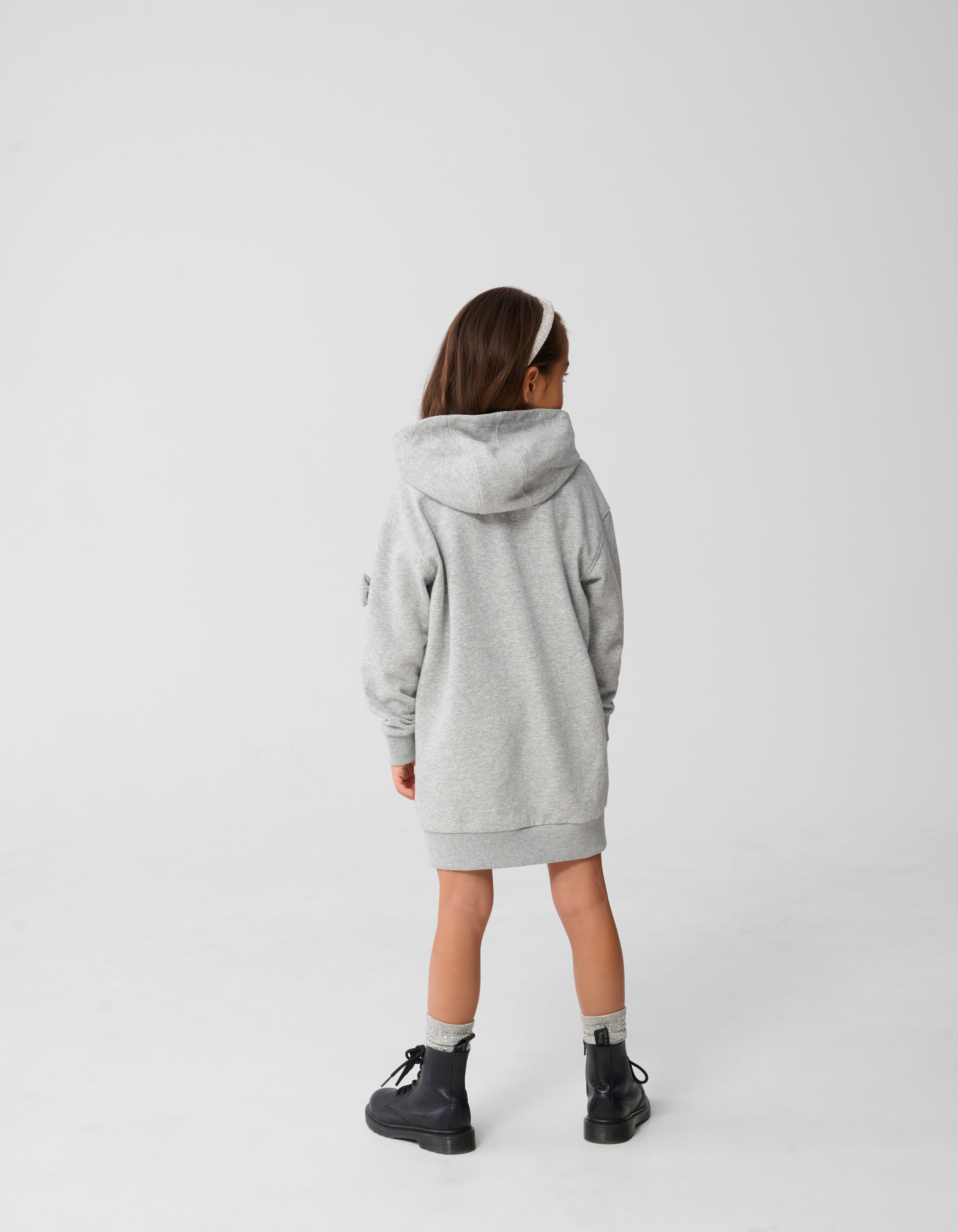 Strik Hoodie Kleid Hellgrau SHOEBY GIRLS