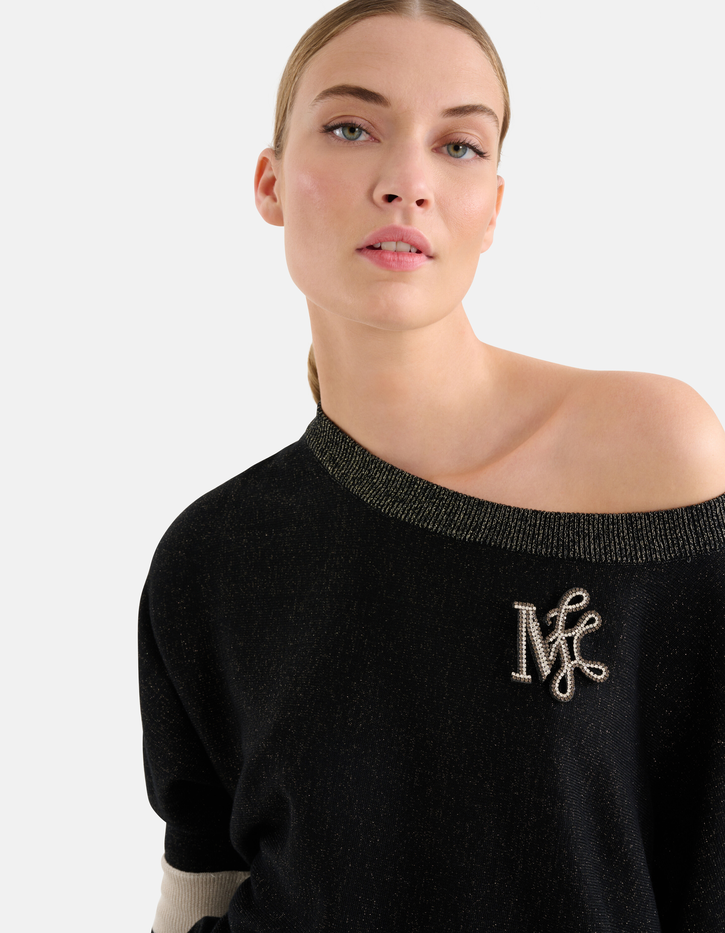 Colourblock Fledermausärmel Pullover Schwarz von M SHOEBY WOMEN