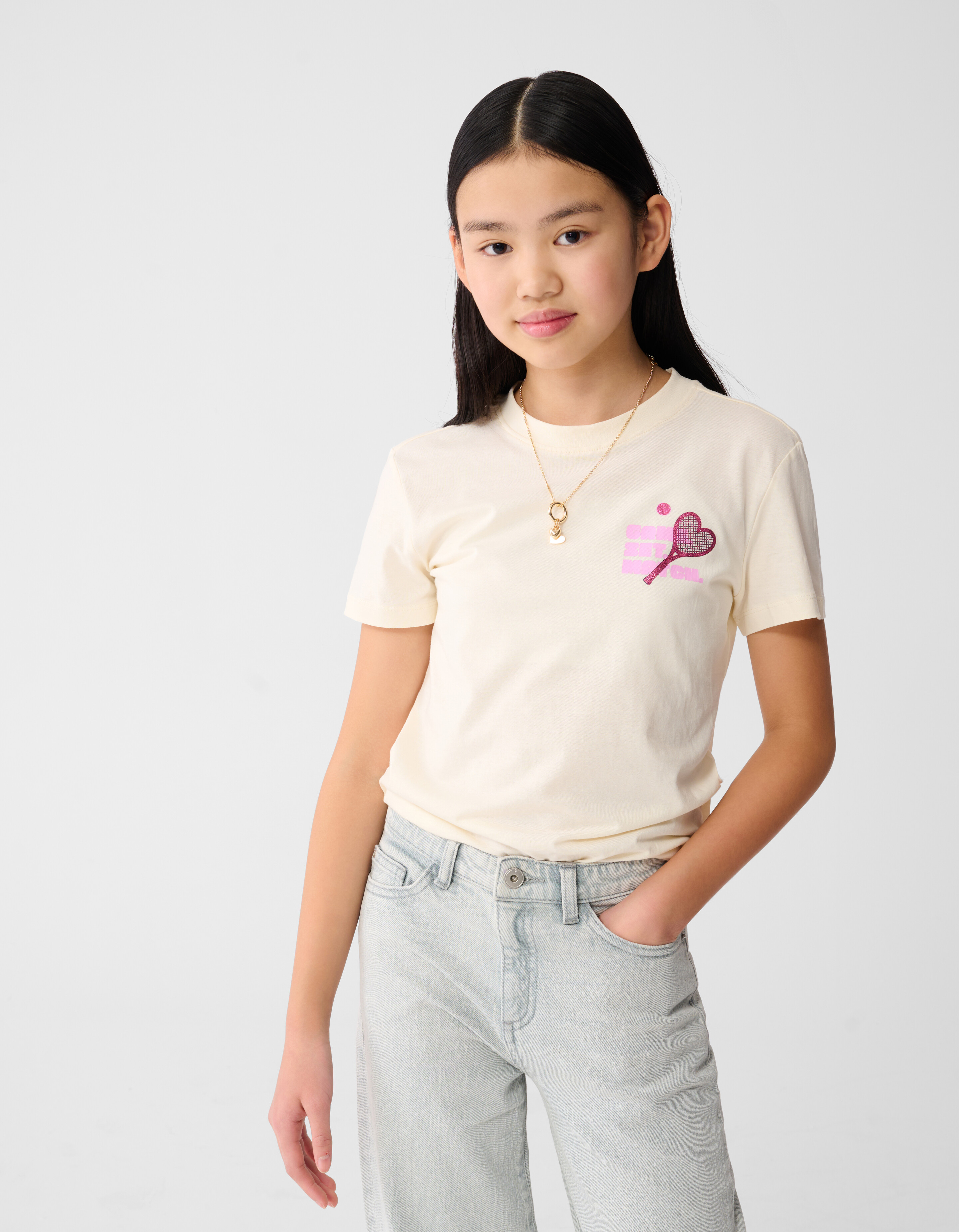 Heart Racket Artwork T-Shirt Gebrochenes Wei&szlig; SHOEBY GIRLS